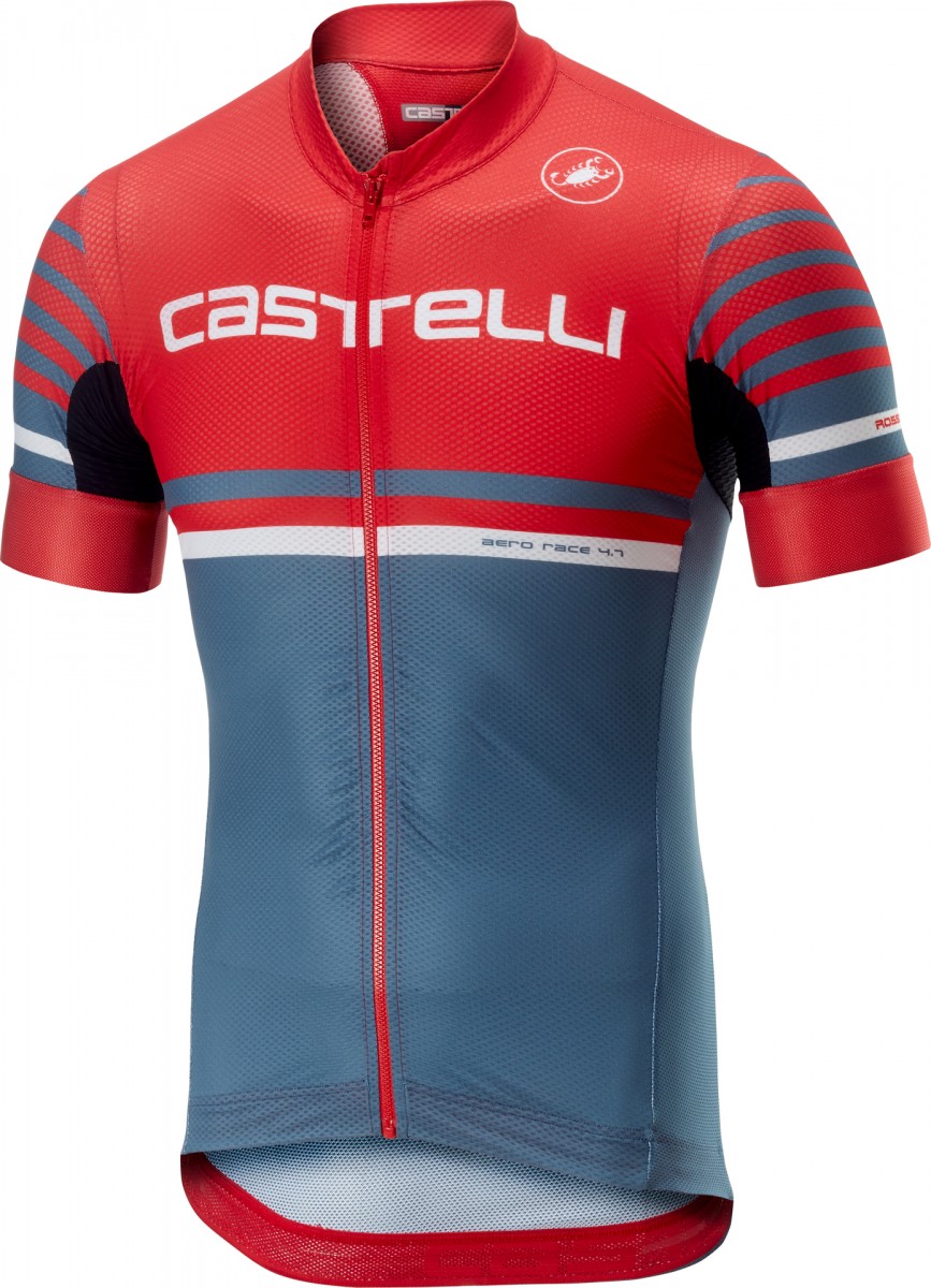 Castelli CA Free Ar 4.1 Jersey Fz Red/Light/Steel Blue