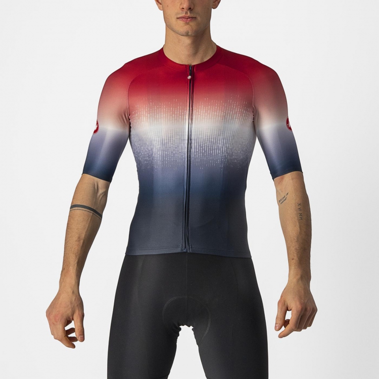 Castelli Aero Race 6.0 Jersey-Savile Blue/Pro Red