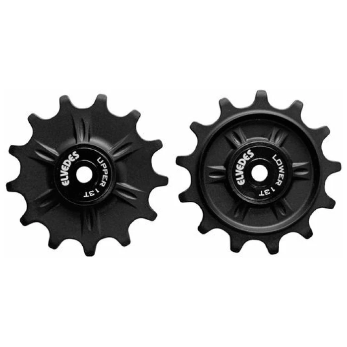 Elvedes derailleurwielen set Met RVS kogellager, compatibel met Shimano RD-M9100, Zwart