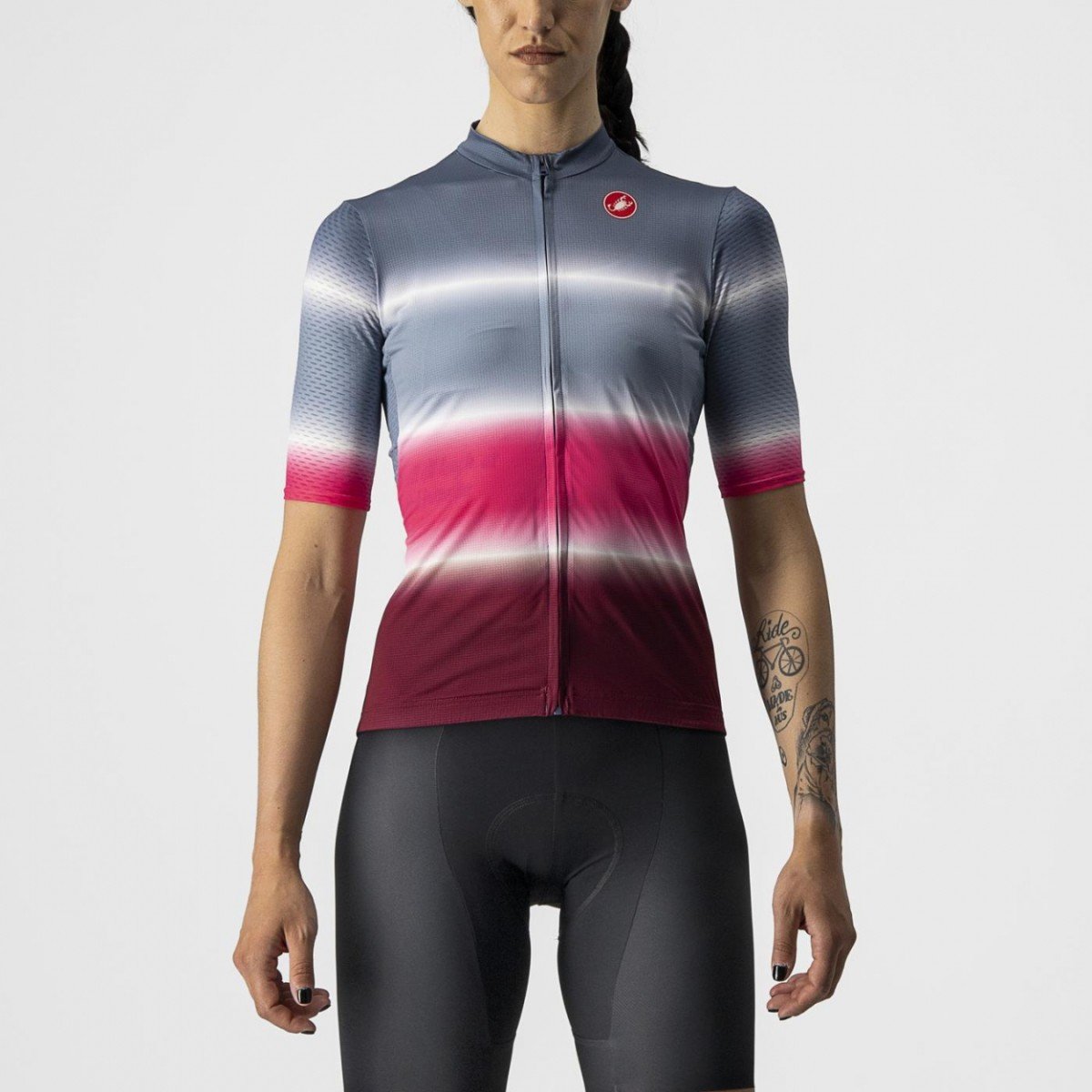 Castelli DOLCE JERSEY WOMAN-Light Steel Blue/Bordeaux