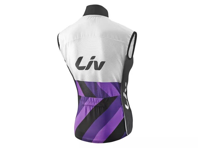 Liv RACE DAY WINDBREAKER VEST WHITE//PURPLE LARGE Black / White / Purple - Afbeelding 2
