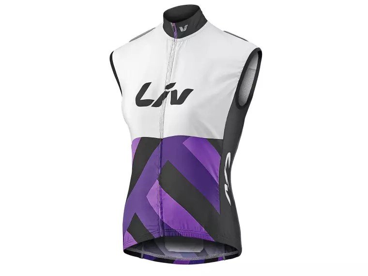 Liv RACE DAY WINDBREAKER VEST WHITE//PURPLE MEDIUM Black / White / Purple